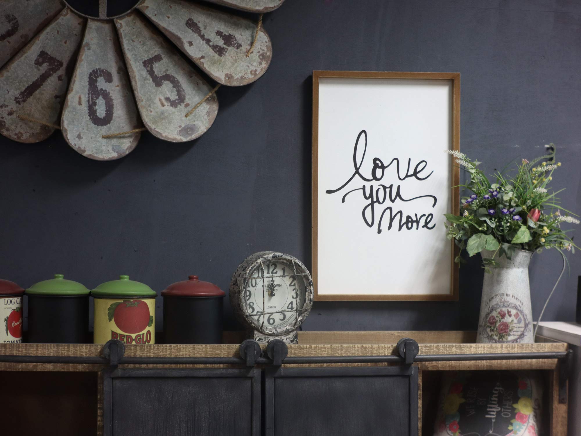 Paris Loft Love You More Framed Wood Sign Plaque|Rustic Wood, Wedding Gifts|Farmhouse Wall Decor 12.3X19''