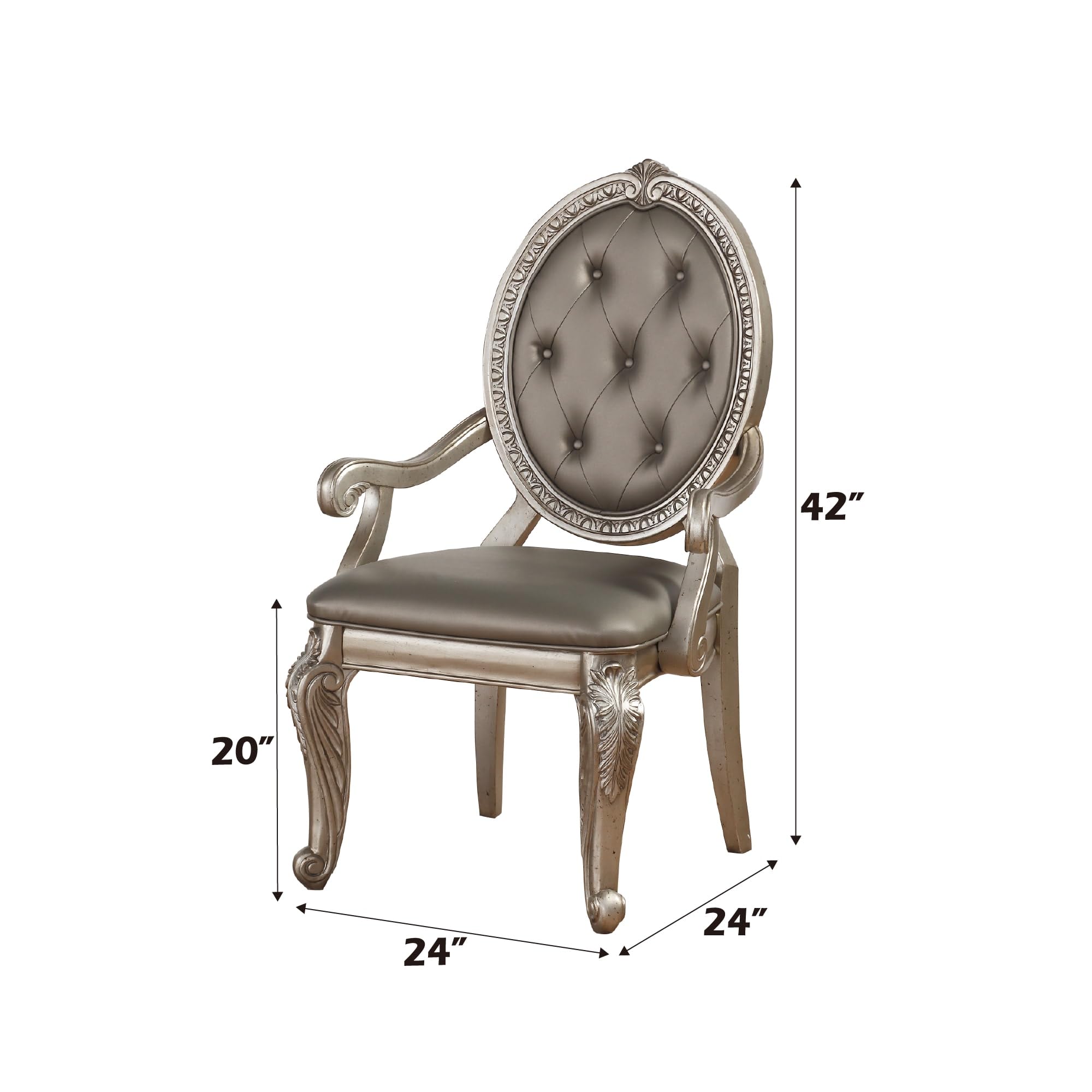 ACME Furniture Northville Arm Chair, 23.8&quot; L x 23.8&quot; W x 41.5&quot; H, Antique Champagne