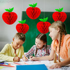 Katchon, Red Apples Honeycomb Centerpiece Decorations - Large, Pack Of 6 | Back To School Decorations For Classroom | Apples Han