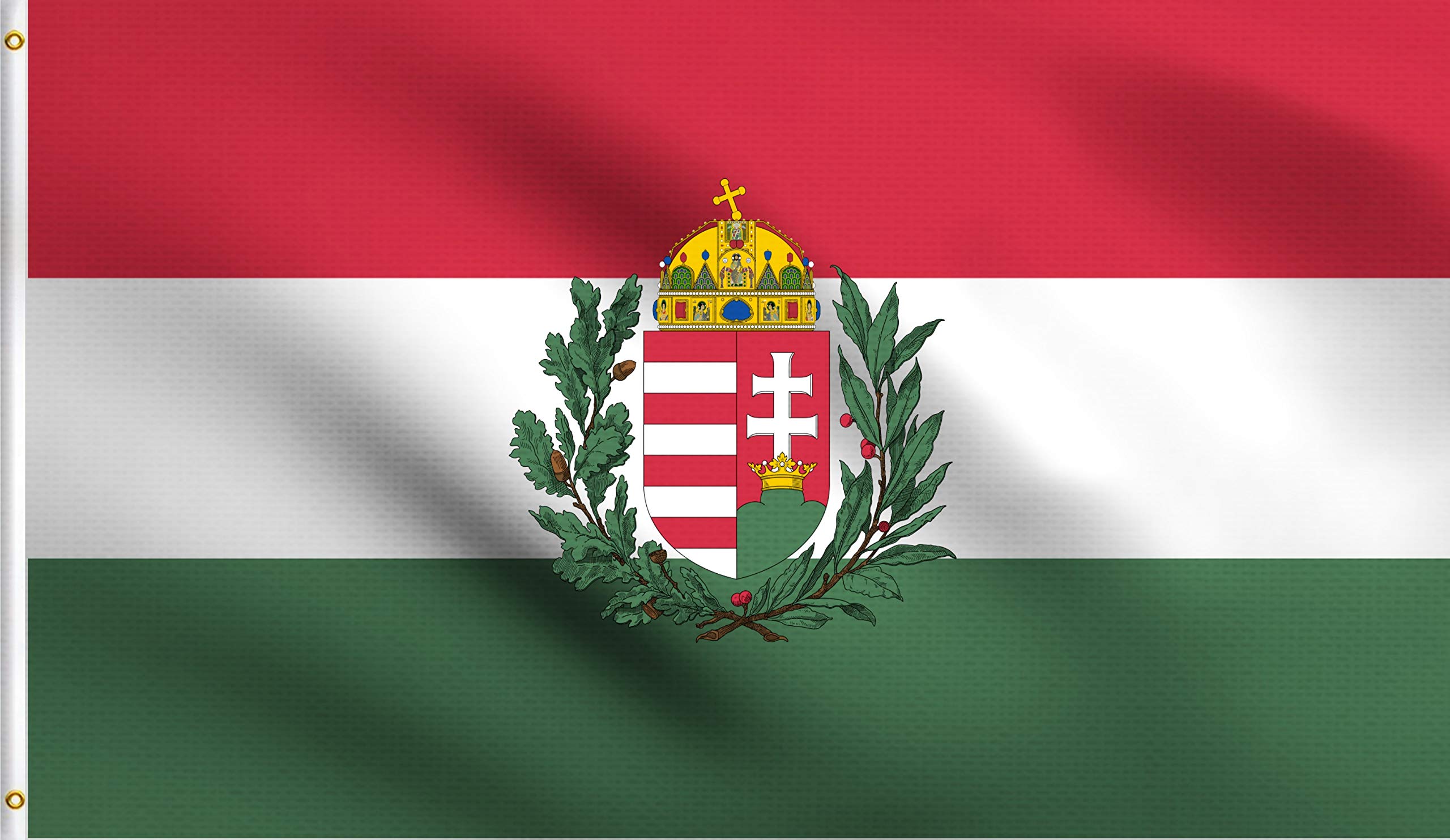 Dmse Hungary Hungarian Magyarorsz  G Crest Coat Of Arms Flag 3X5 Ft Foot 100% Polyester 100D Flag Uv Resistant (3' X 5' Ft Foot)