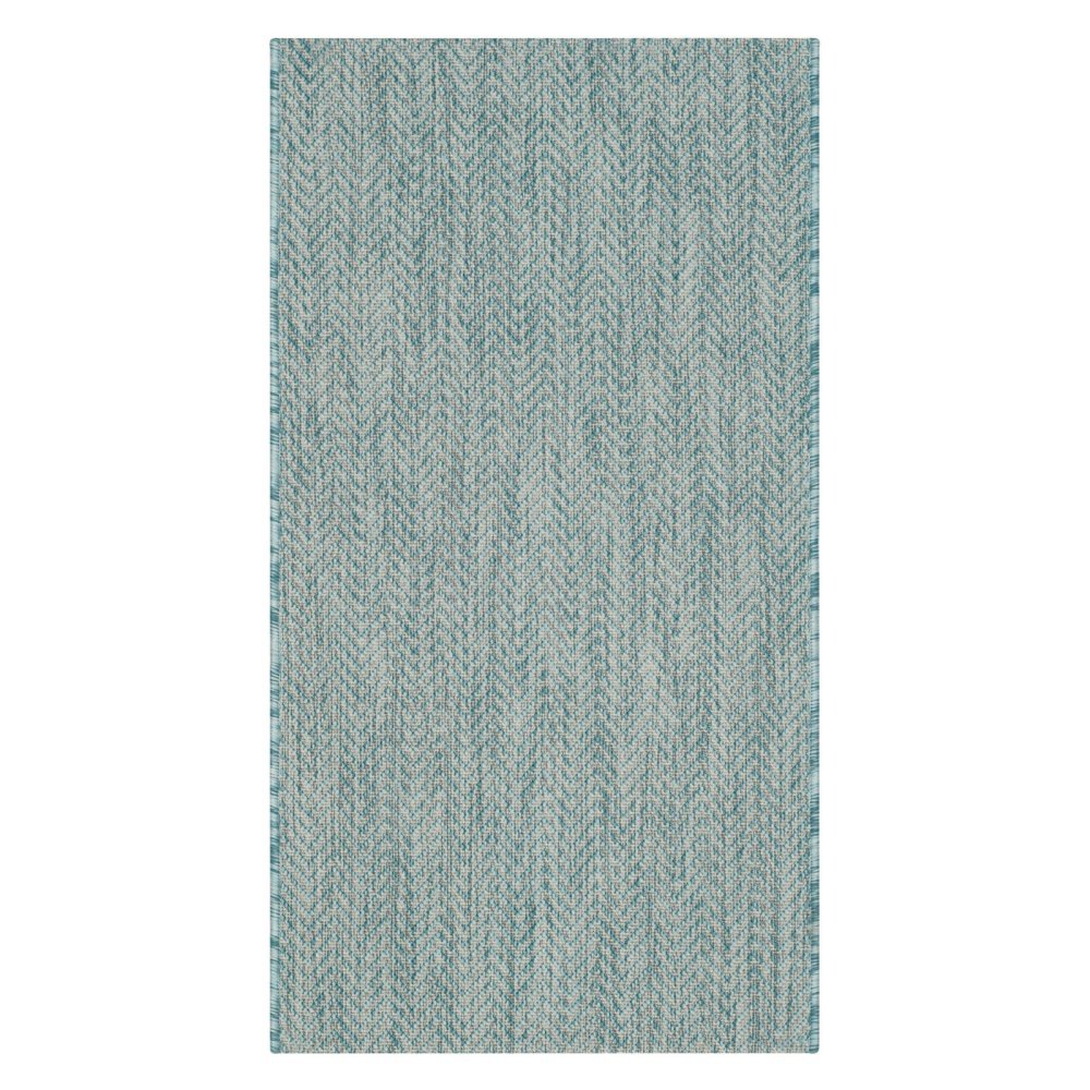 SAFAVIEH Courtyard Collection 2' x 3'7'' Aqua/Grey CY8022 Indoor/ Outside Waterproof Easy cleansingPatio Backyard Mudroom Accent