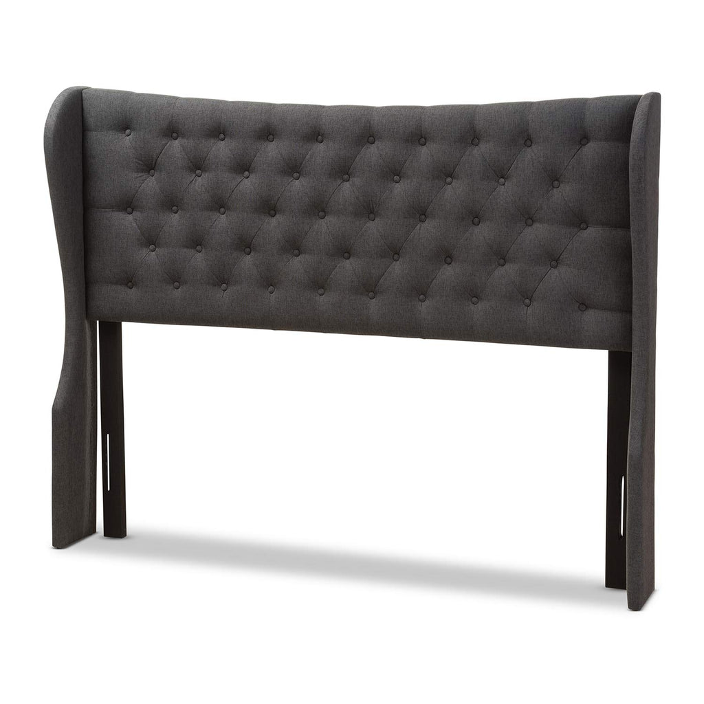 Baxton Studio Cadence King Winged Panel Headboard in Dark Gray