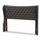 Baxton Studio Cadence King Winged Panel Headboard in Dark Gray