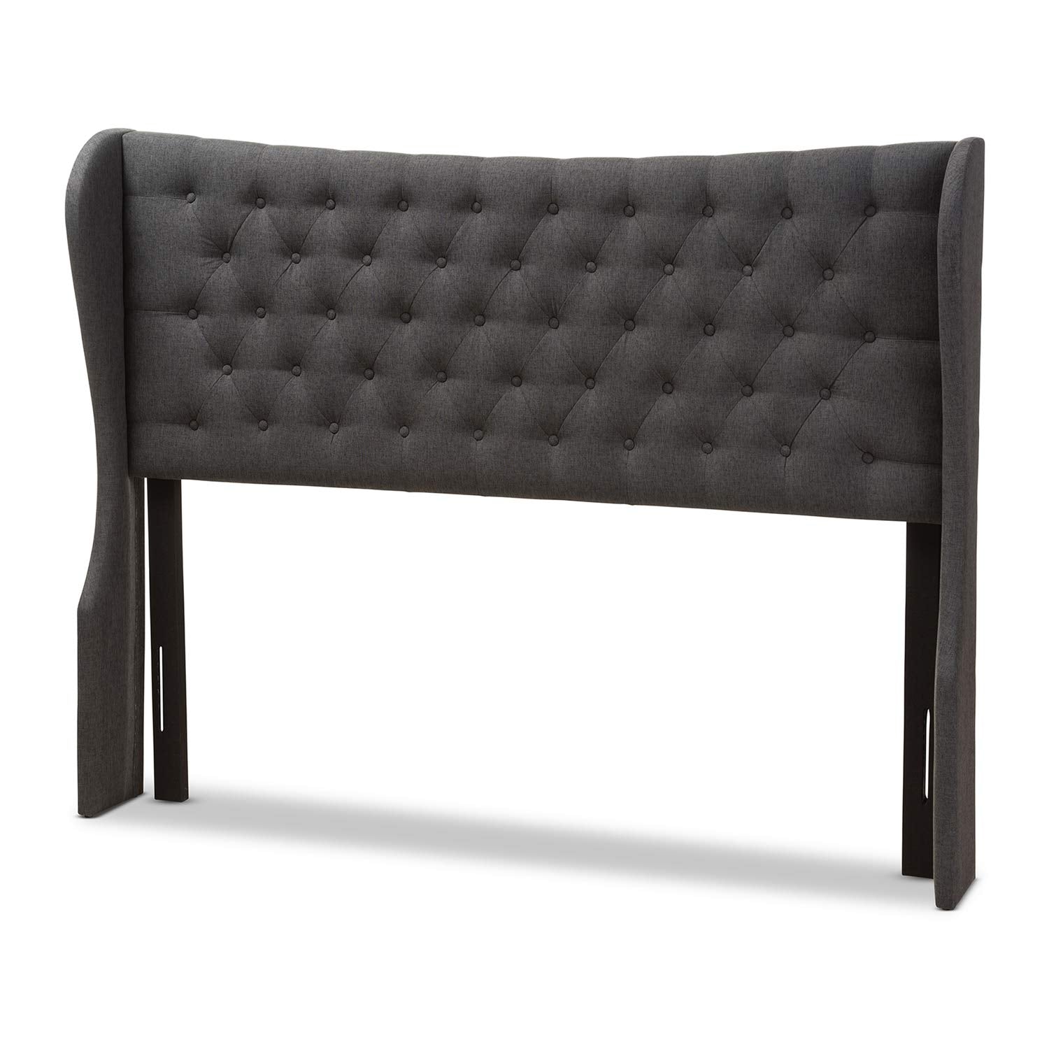Baxton Studio Cadence King Winged Panel Headboard in Dark Gray
