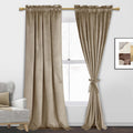 Jiuzhen Velvet Curtains 96 Inches - Taupe Room Darkening Privacy Rod Pocket Window Curtains For Bedroom Living Bedroom Patio Doo