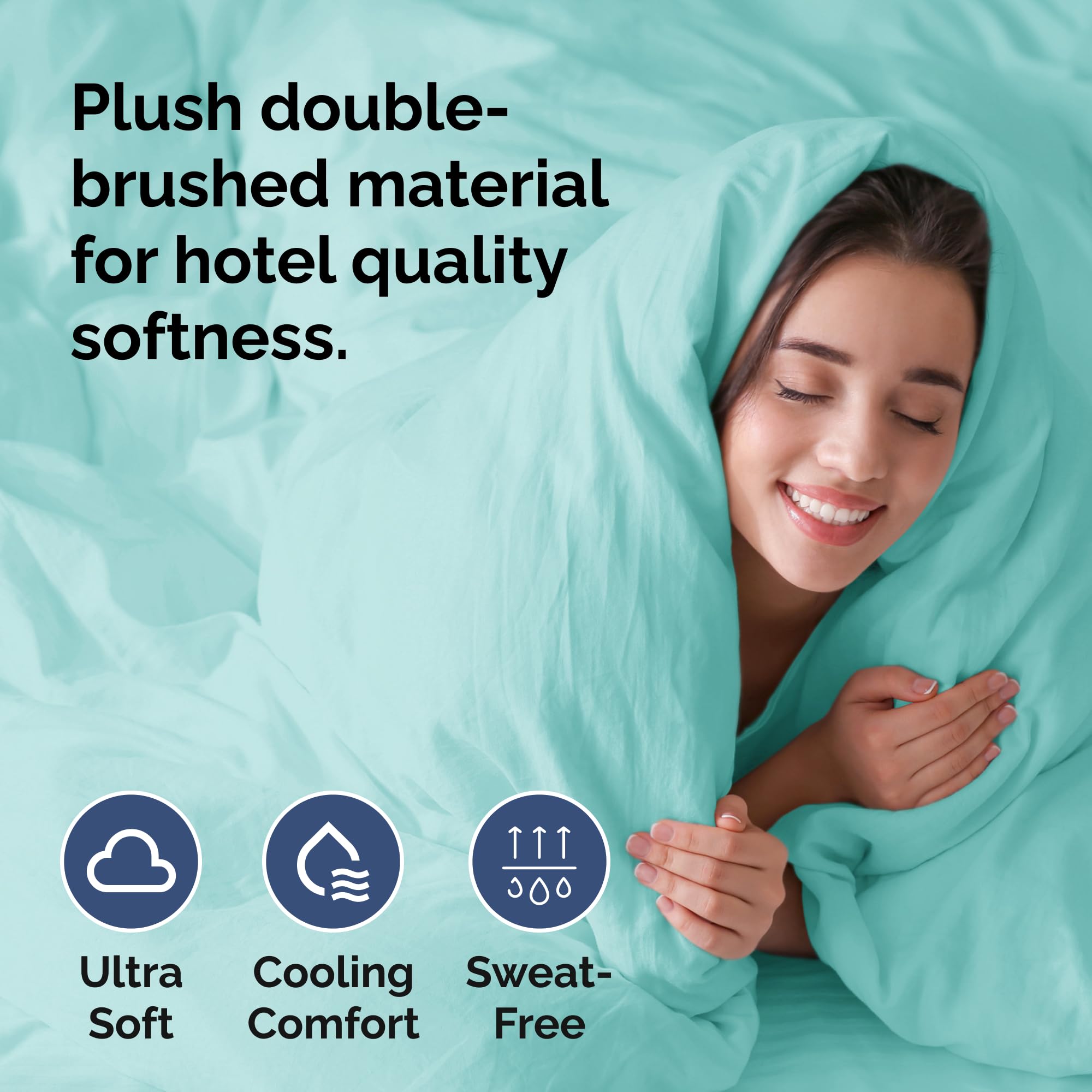 Duvet Cover Queen Size Set - Extra Soft Queen Size Duvet Cover 90 X 90 With 2 Pillow Shams - Hotel Luxury Easy Care And Fade Free W/ Zipper Closures & Ties - Comfy Breathable Bedding Set (Spa Blue)