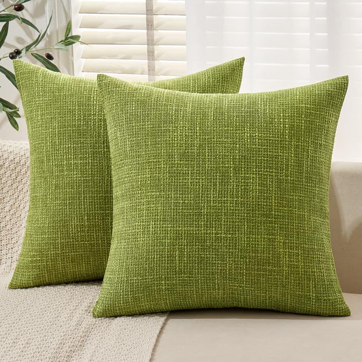 Miulee Burlap Linen Throw Pillow Covers 24X24 Inch Green Decorative Pillow Covers Modern Farmhouse Pillowcases Soft Accent Cushi