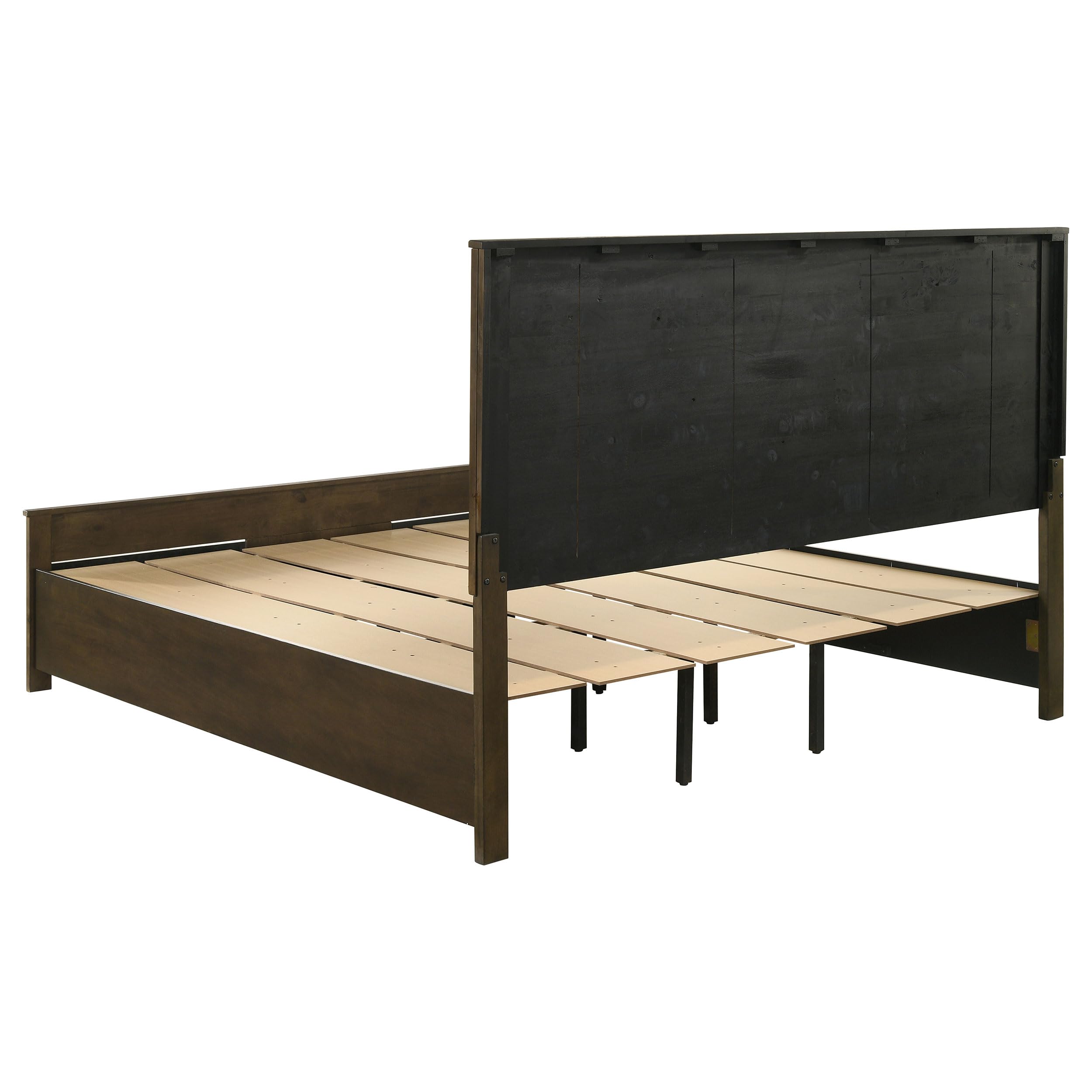 Coaster Home Furnishings Woodmont Farmhouse 4-Piece Bedroom Set Eastern King Size Storage Panel Bed Frame 54-inch Headboard Rustic Golden Brown 222631KE-S4
