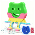 SALLO Smiling Face Drainage Sink Sponge Holder w/ 2 Sponges, Rainbow