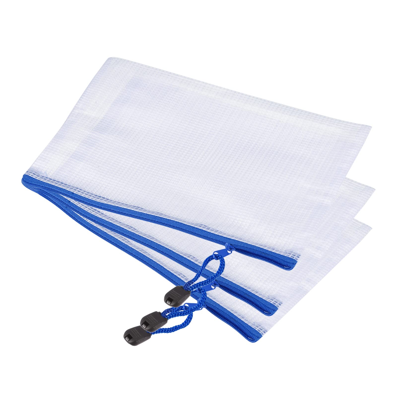 Yokive 3 Pack Mesh Zipper Bags, B6 Mesh File Pockets | Plastic Document Pouch, Great For Office Appliances Travel Storage(White)