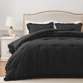 Harborest Twin Comforter Set Black - Ruffle Comforter For Twin Size Bed, Fluffy Twin Size Comforter Set For All Seasons, 2 Piece