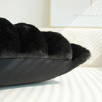 Jojusis Pack Of 2 Faux Fur Plush Decorative Throw Pillow Covers Couch Cushion Case Soft Fluffy Pillowcases Wide Stripe (Black, 2