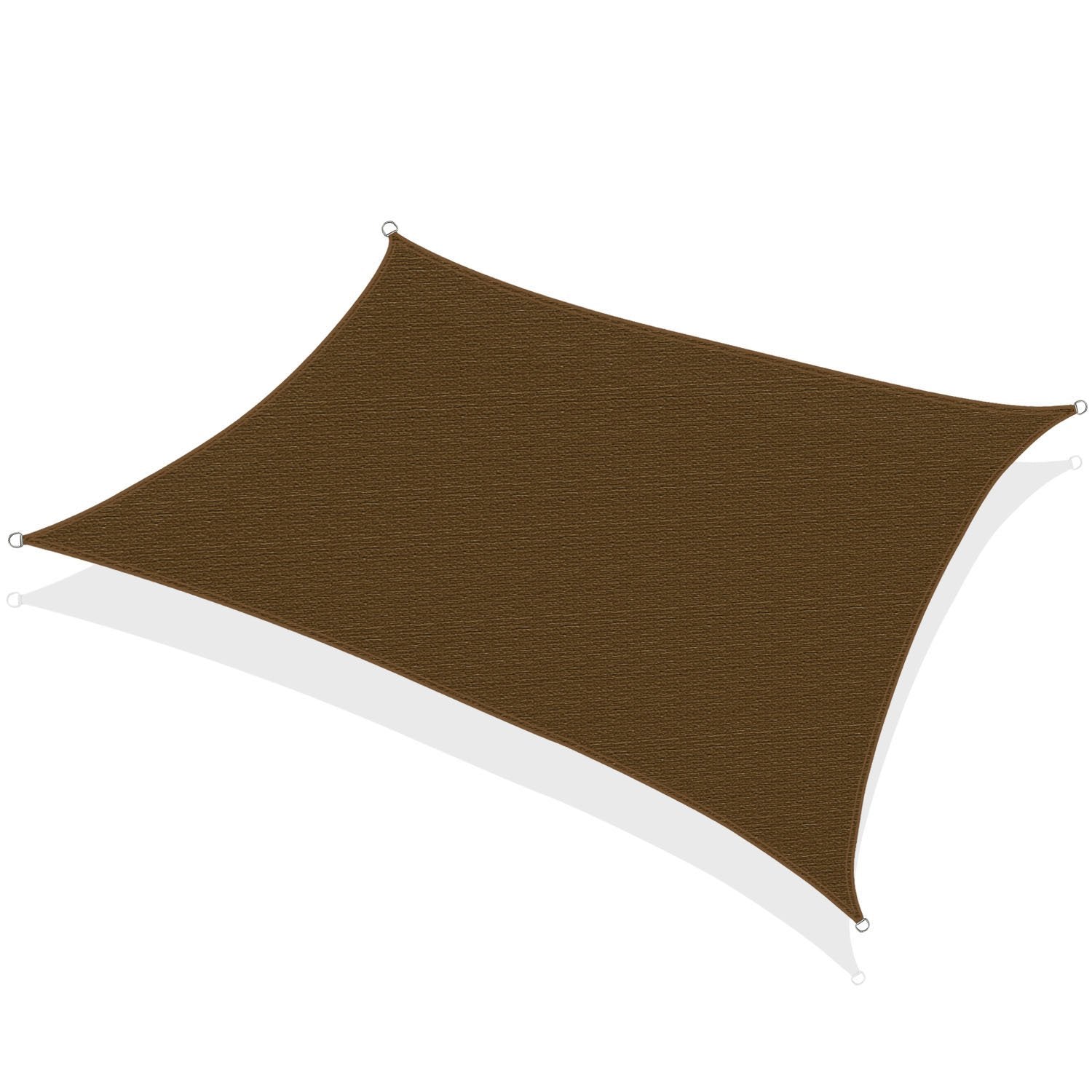 KHOMO GEAR Rectangular Sun Shade Sail 8 x 12 Ft UV Block Fabric - Brown