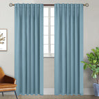 Bgment Rod Pocket And Back Tab Blackout Curtains For Bedroom - Thermal Insulated Room Darkening Curtains For Living Room, 2 Window Curtain Panels (52 X 84 Inch, Greyish Blue)