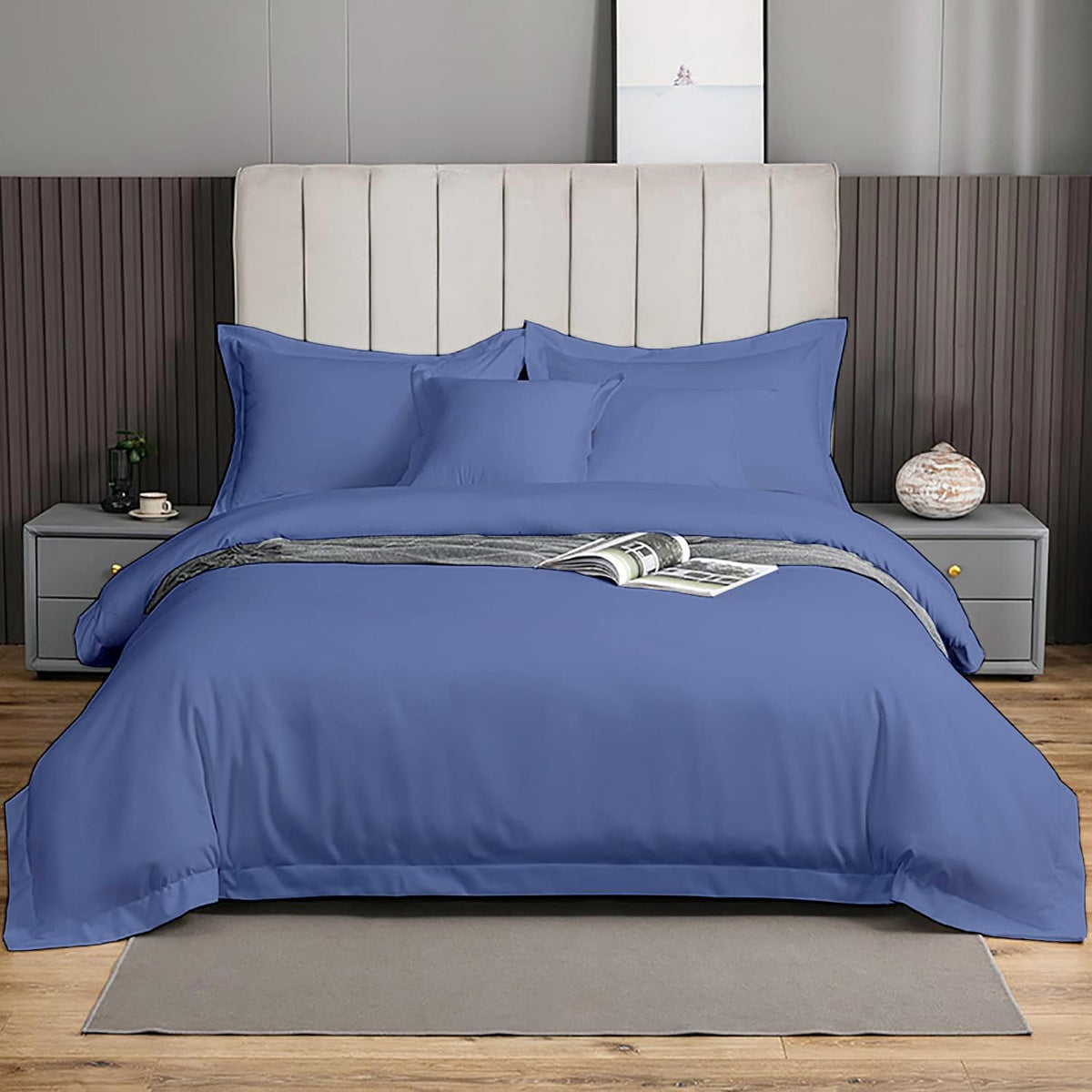 Ebeddy Linens Duvet Cover Set Full Size 80X90 Inch 100% Cotton Soft And Breathable 3 Pieces (1 Duvet Cover & 2 Pillow Shams) Pre