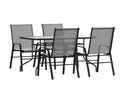 Flash Furniture Brazos 5 Piece Outdoor Patio Dining Set - 4 Gray Flex Comfort Stack Chairs - 55 Tempered Glass Patio Table with 