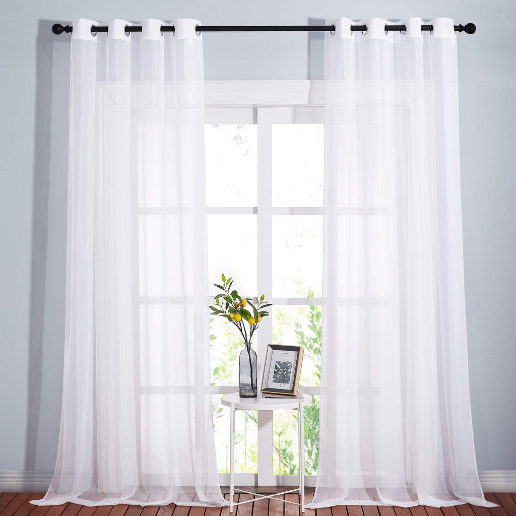 Nicetown White Sheer Curtains Extra Long 135 Inch Length For Large Windows, Grommet Soft And Touching Living Room Window Treatme