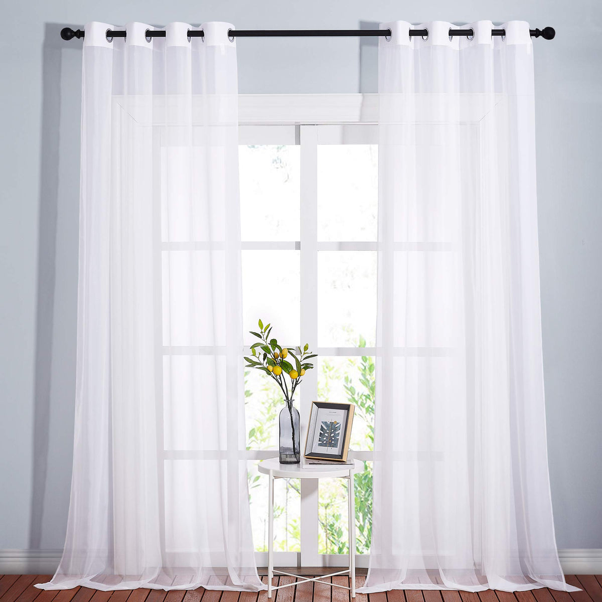 Nicetown White Sheer Curtains Extra Long 135 Inch Length For Large Windows, Grommet Soft And Touching Living Room Window Treatme