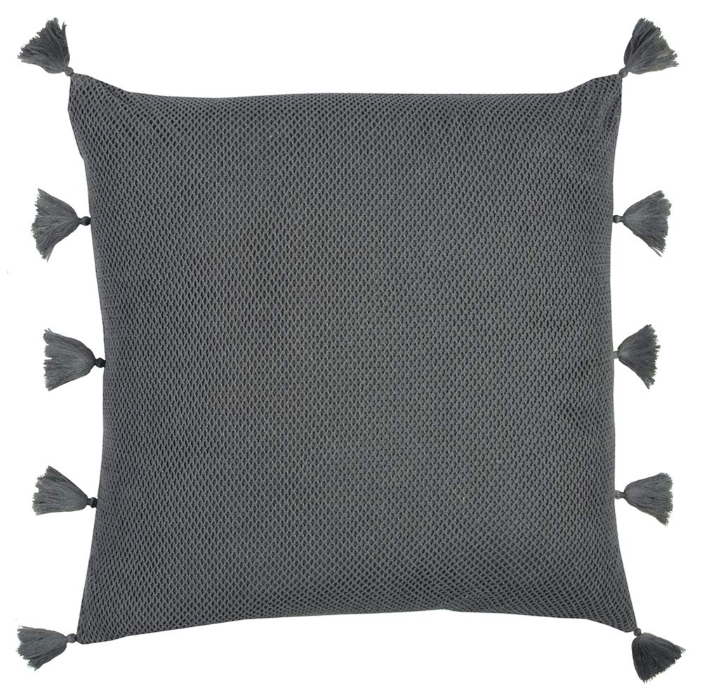 Rizzy Home | T12352 | Poly Fill Decorative Pillow | 22&quot;x22&quot; Gray/Black/Neutral Solid with Texture