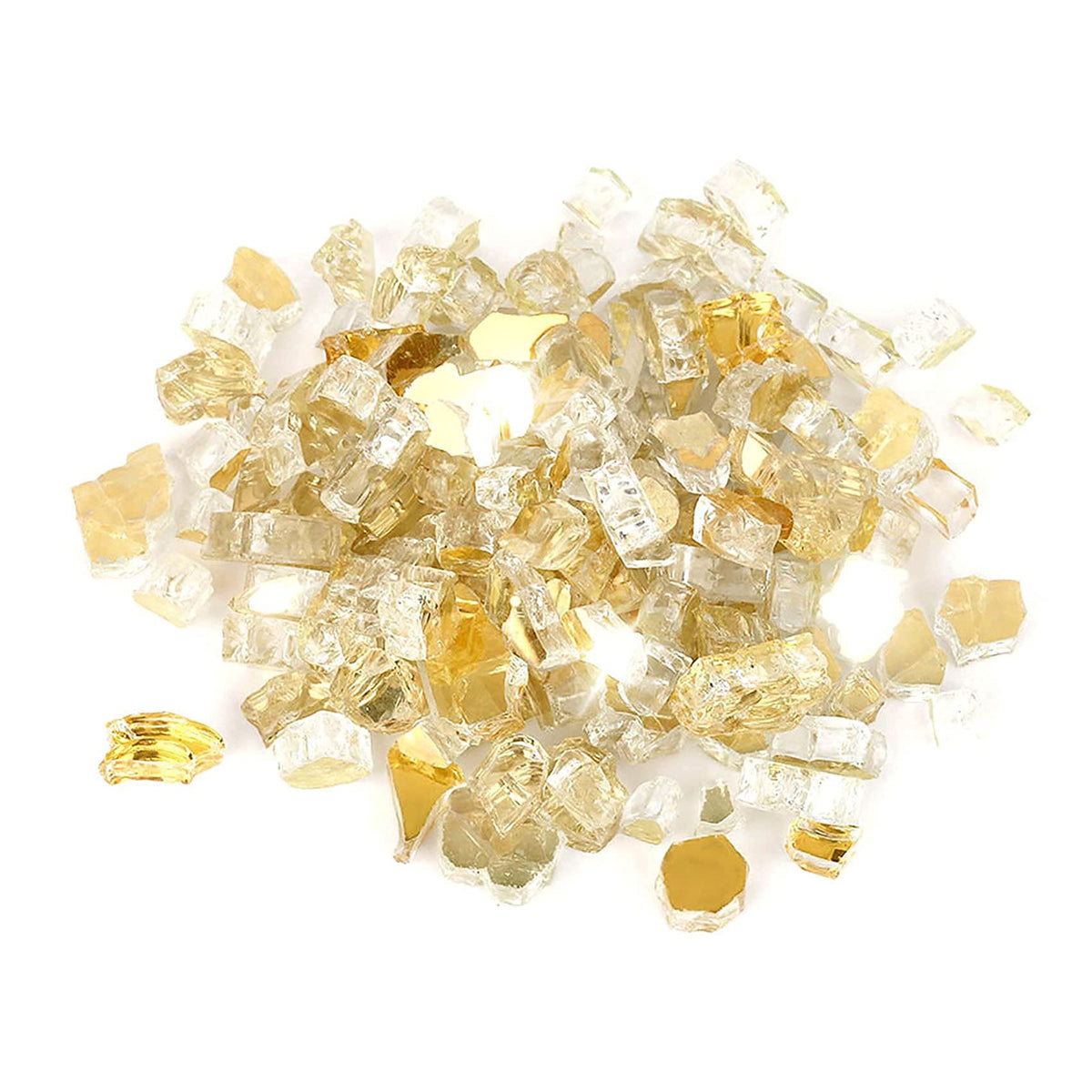 Skyflame High Luster 10-Pound Fire Glass Fire Pit Fireplace Landscaping, 1/4 Inch Gold Reflective