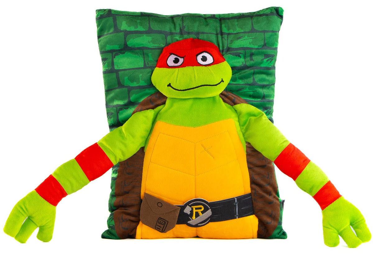 Nickelodeon Teenage Mutant Ninja Turtles Raphael 3D Snuggle Pillow - Super Soft Green Plush Pillow - Measures 15 Inches