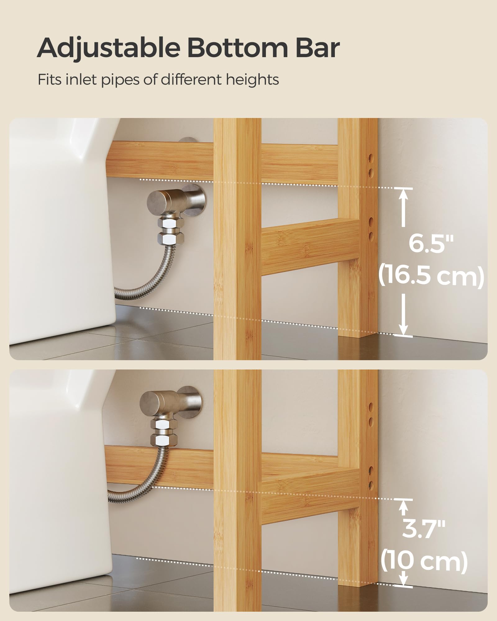 Songmics Over The Toilet Storage, 4-Tier Over Toilet Bathroom Organizer With Adjustable Shelf, Fit Most Toilets, Space-Saving, Easy Assembly, Natural Ubts041N01