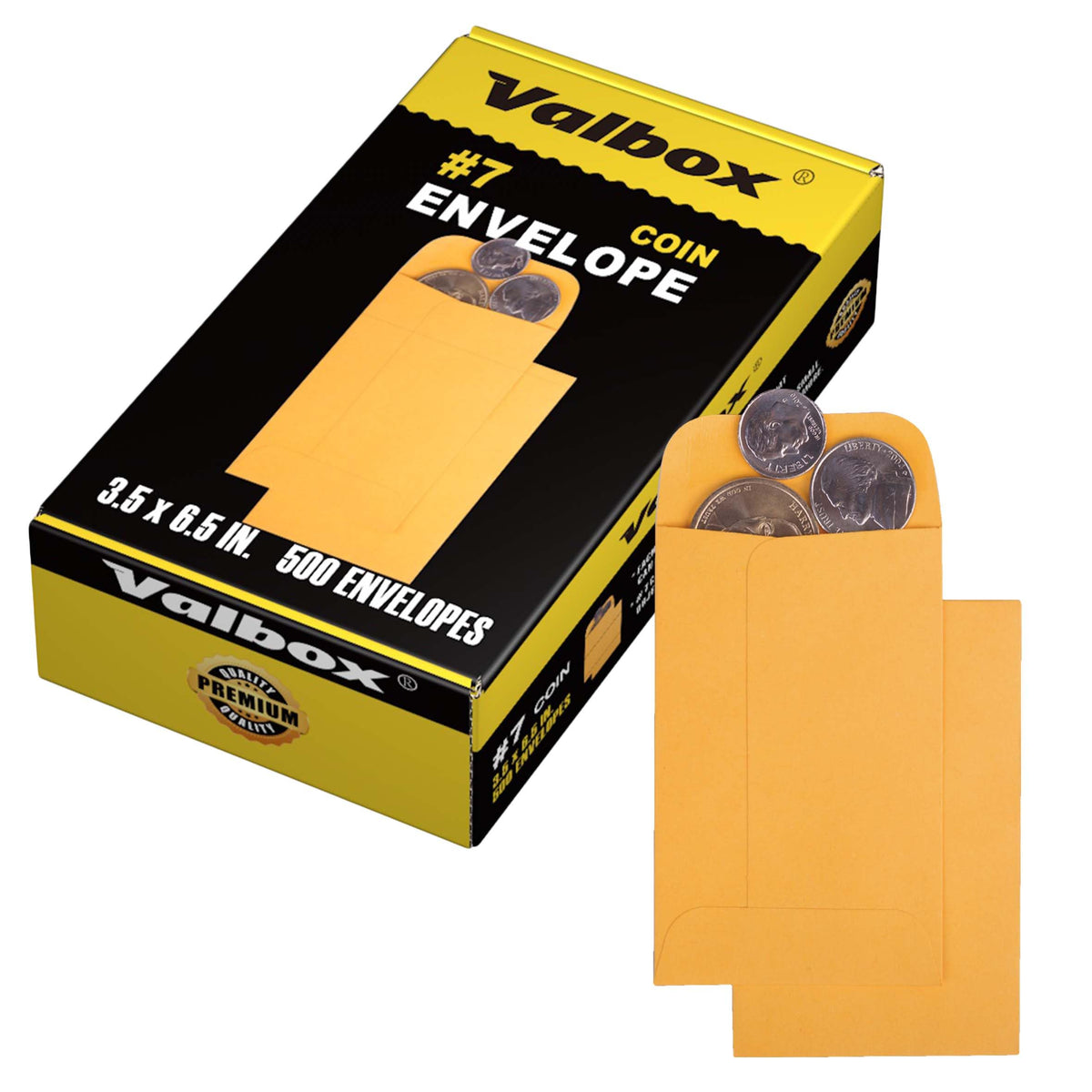 Valbox #7 Coin Envelopes 3.5X6.5 Seed Envelope With Gummed Flap For Home, Garden Or Office Use, Brown Kraft Small Parts Envelope