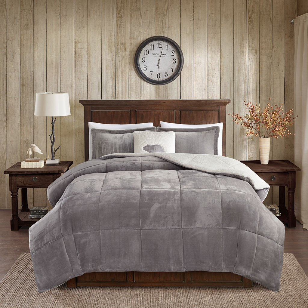 Woolrich Reversible Comforter Set Ultra Soft Plush To Sherpa, Down Alternative, Cold Weather Winter Warm Bedding, With Matching