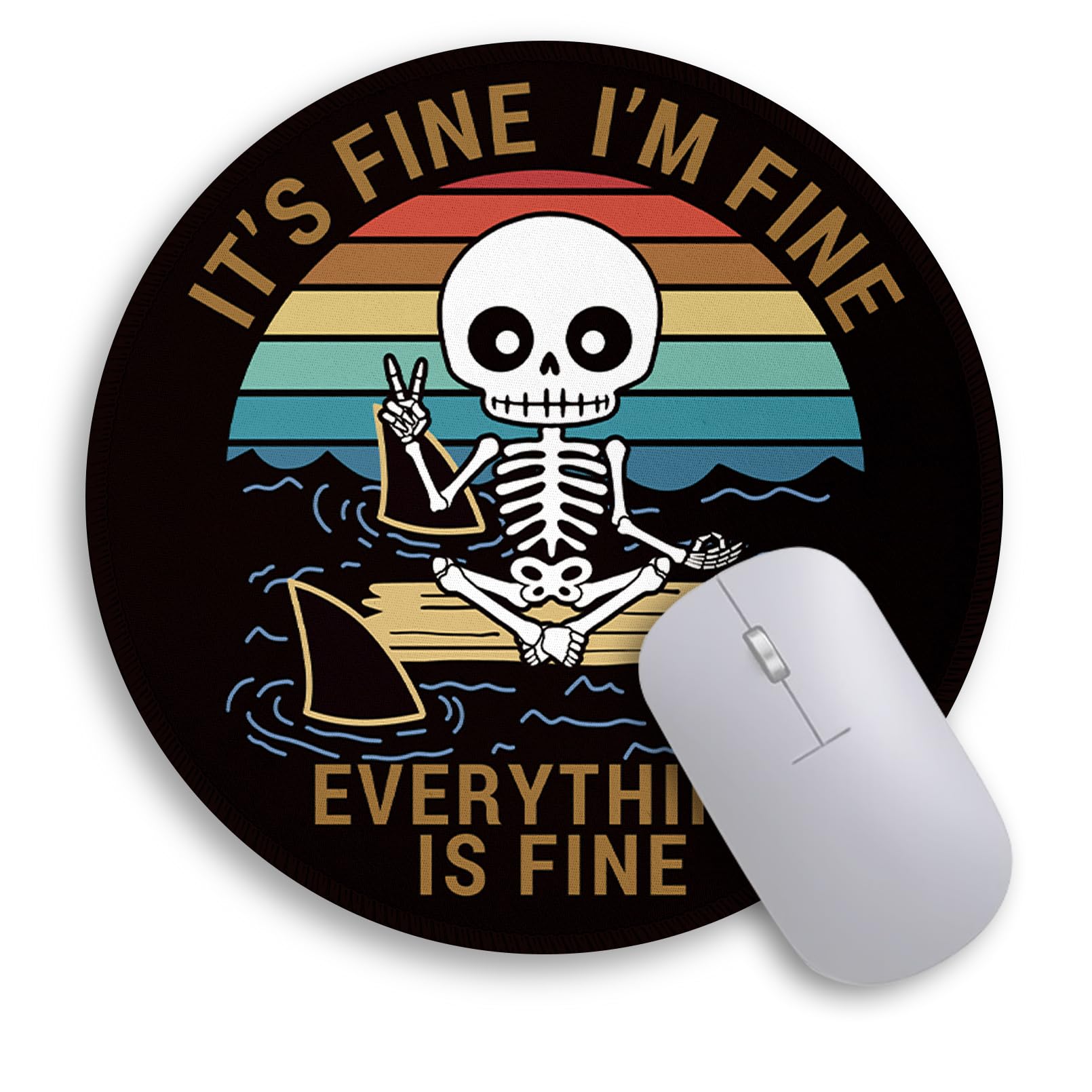 Funny Skeleton Mouse Pad, Cute Skull Small Mouse Pads For Desk, Round Travel Mousepad For Wireless Mouse Gaming Work Laptop, Got