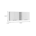 Wall Cabinet 24&Quot; H, 4 Doors, 2 Open Storage Shelves, 2 Internal Shelves, Internal Dish And Glass Organizer, White