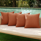 Miulee Pack Of 4 Decorative Outdoor Throw Pillow Covers Linen Waterproof Pillow Covers Farmhouse Cushion Cases For Patio Garden Tent Balcony Couch Sofa 16X16 Inch Rust