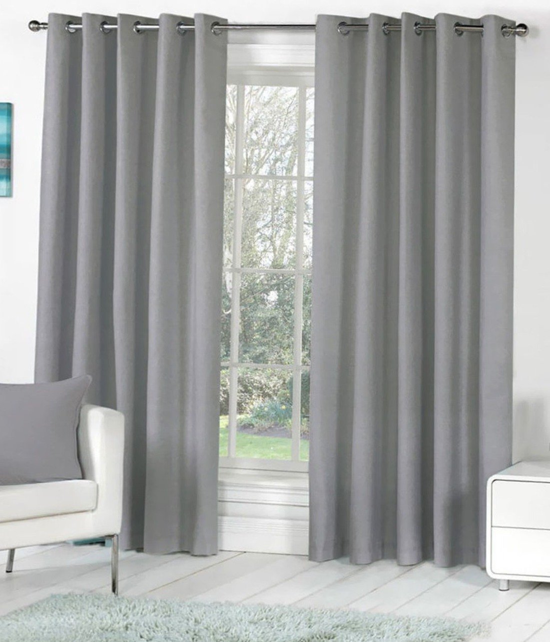 HFI Royal Silky Grommet Long Door Curtain  9 feet, Grey  1 Piece