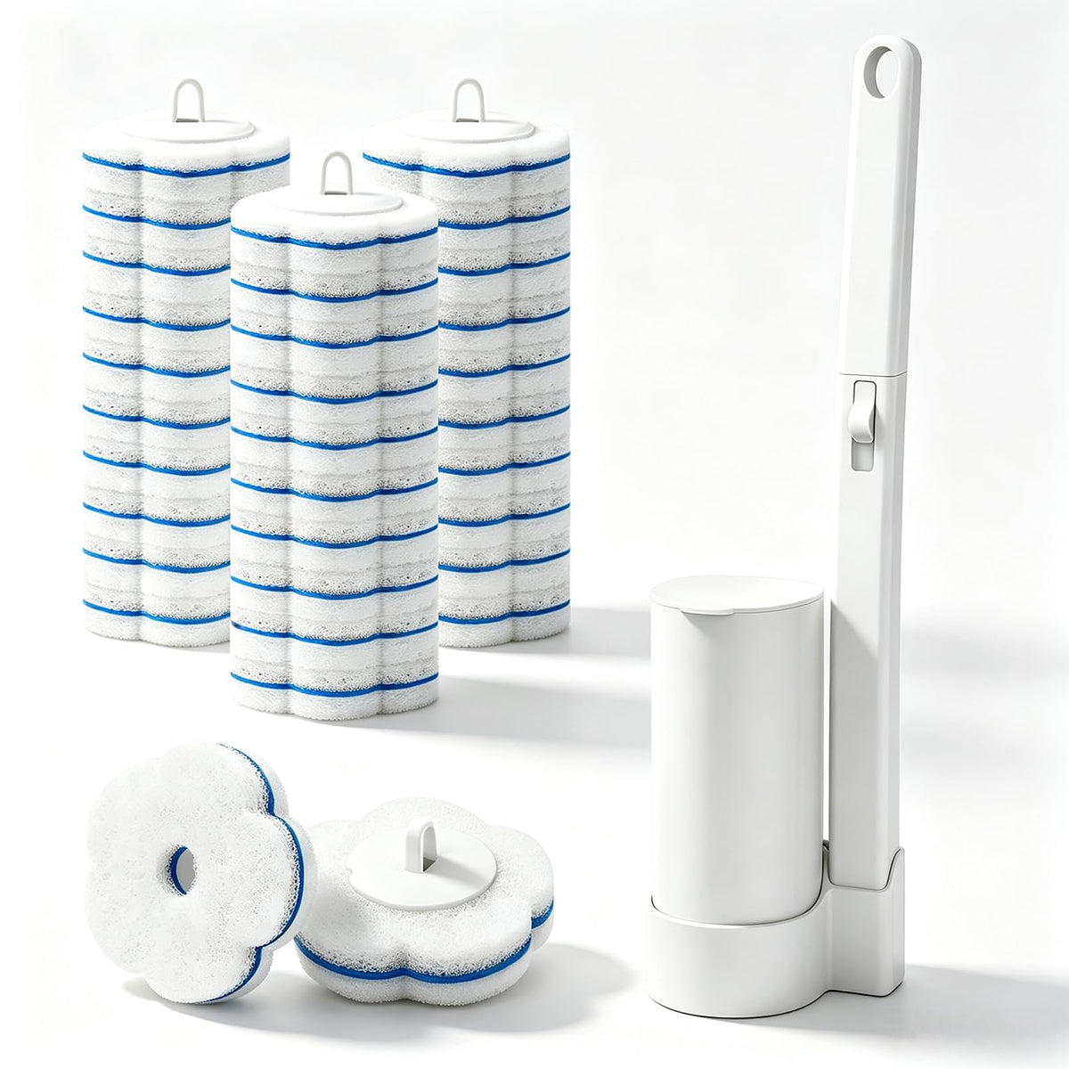 SetSail Disposable Toilet Brush for Bathroom Cleaning, 32 Replacement,White