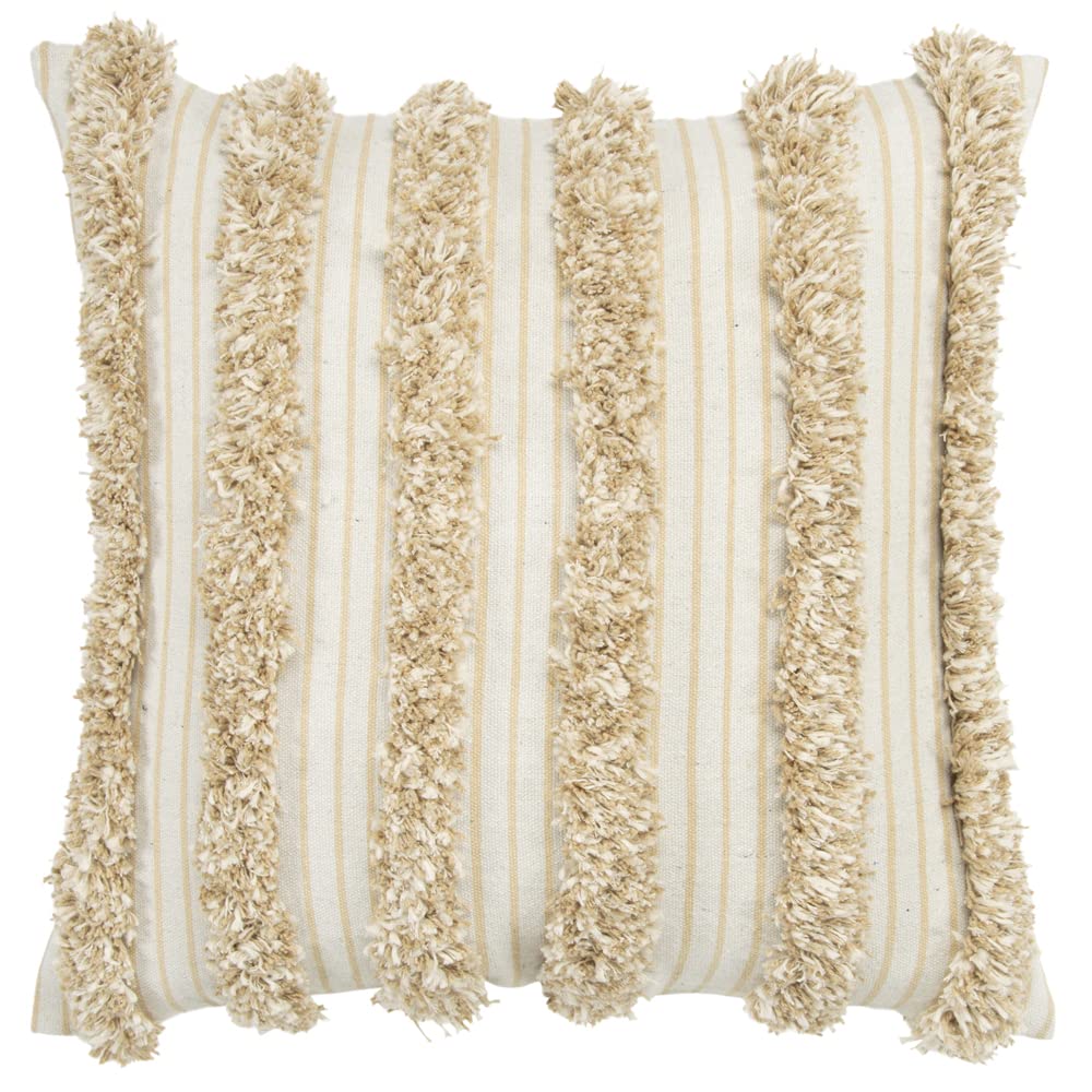 Rizzy Home Donny Osmond Stripe 20&quot; X 20&quot; Down Filled Pillow With Cotton Canvas Cover-Beige