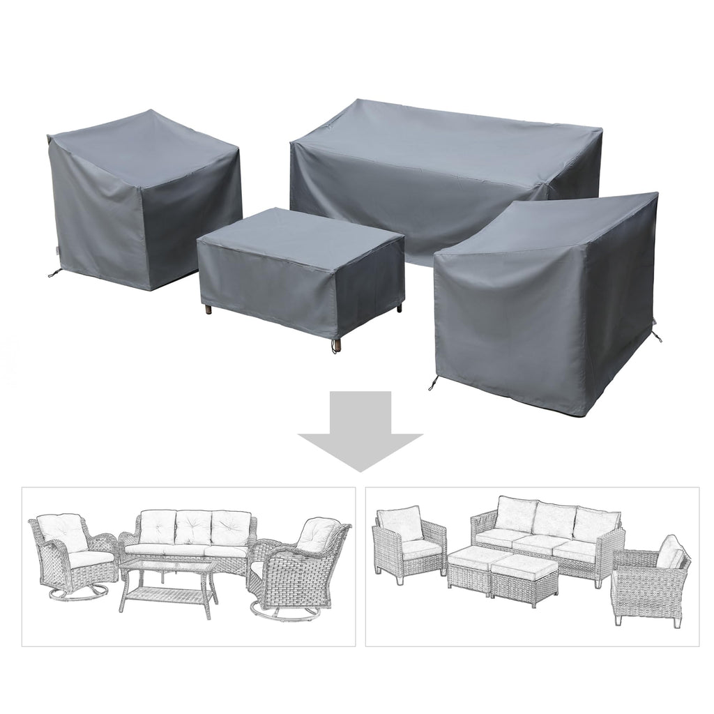 Baner Garden Patio Furniture Covers,Outdoor Furniture Cover Waterproof,Patio Furniture Set Covers For 4 Piece Outdoor Conversation Set,Patio Covers Set-Xx-Large (Grey)
