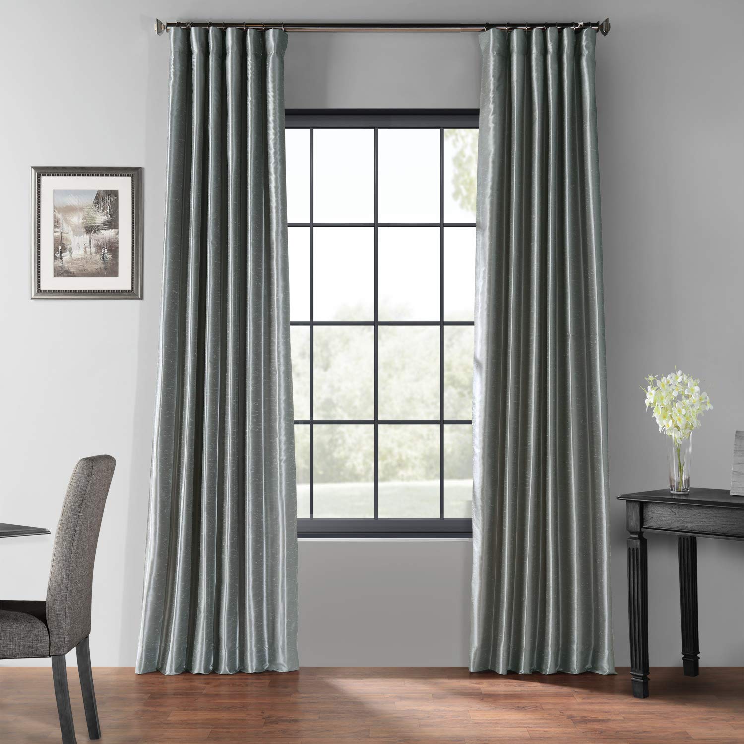 HPD Half Price Drapes Faux Silk Blackout Curtains 120 Inches Long for Bedroom & Living Room Vintage Textured Blackout Curtain (1