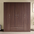 Godrej Interio Wardrobe Ewa 4Door Engineered Wood Wardrobe For Clothes (Brown), 1Year Warranty, 8 Shelves, 1 Drawer