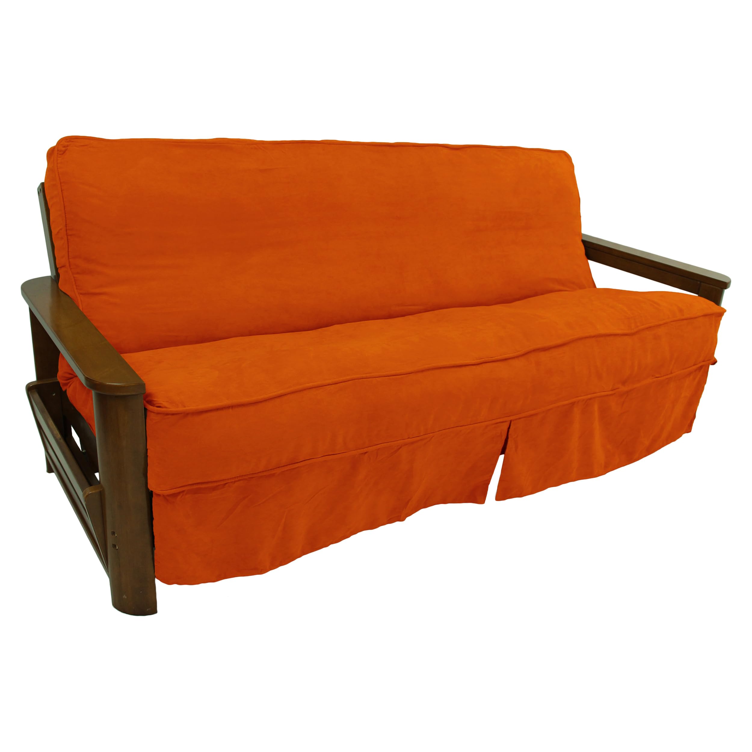 Blazing Needles Solid Microsuede Double Corded 8&quot; to 9&quot; Futon Slipcover, Full, Tangerine Dream