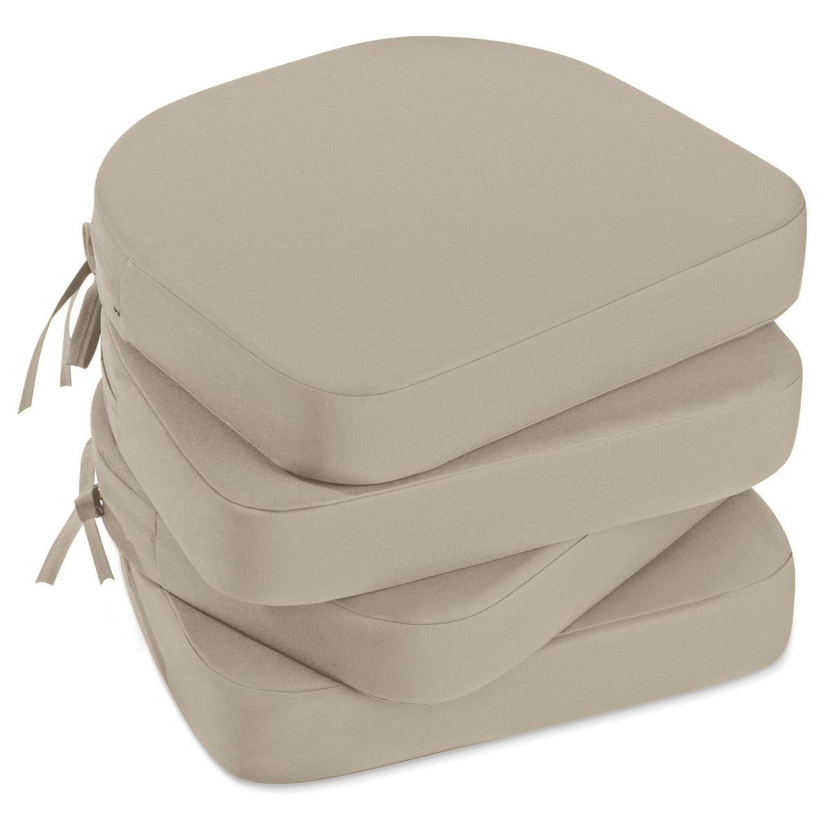 Tromlycs Outdoor Chair Cushions Set Of 4 Patio Pads For Furniture Waterproof 16X17 Inch U Shaped Seat Ding With Ties, Light Khak