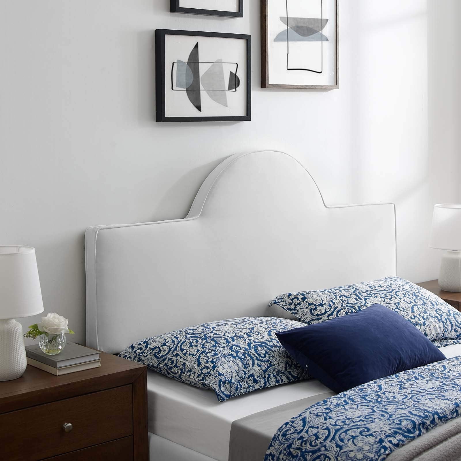 Modway Dawn Performance Velvet Headboard, King/Ca King, White