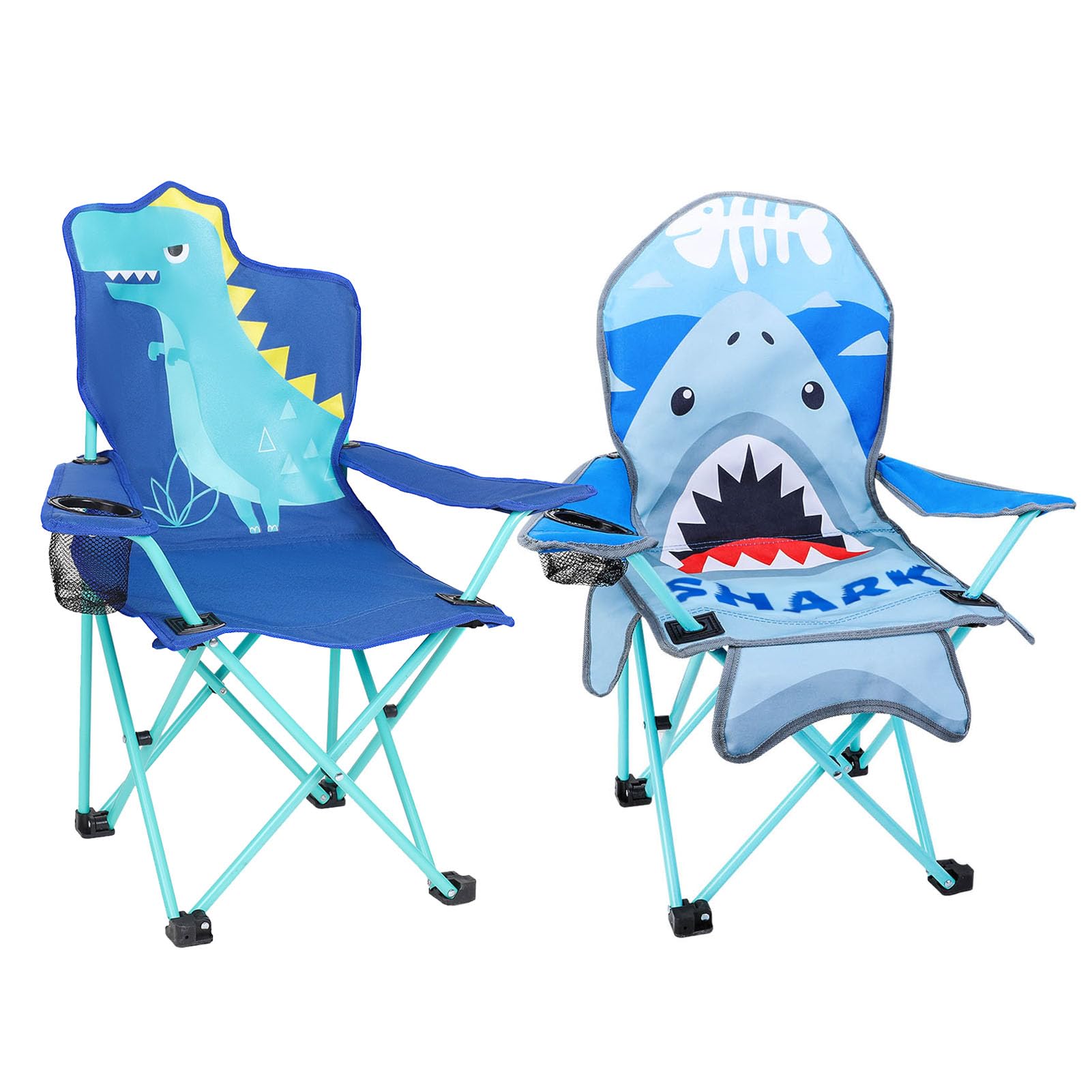 KABOER 2 Pcs Kids Outdoor Folding Lawn and Camping Chair with Cup Holder and Carrying Bag, Childrens Camping Chairs for Outdoor