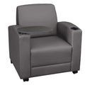 Regency Nova Arm Chair With 360-Degree Swiveling Tablet, Grey Upholstery, Ash Grey Finish, Ergonomic Design For Office, Home, St