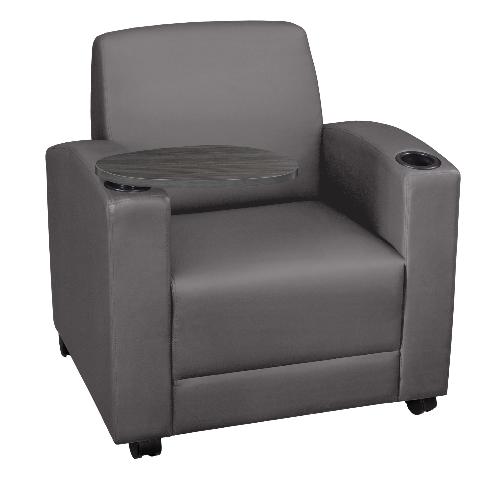 Regency Nova Arm Chair With 360-Degree Swiveling Tablet, Grey Upholstery, Ash Grey Finish, Ergonomic Design For Office, Home, St