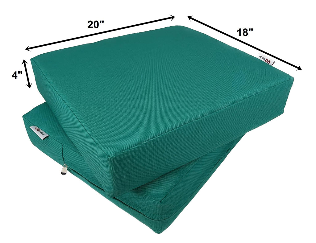 Qqbed 2 Pack 20X18X4 Inch Outdoor Water-Resistant Cushion Pillow Replacement Covers Only With Zipper For Patio Furniture, Sofa, Loveseat, Deep Seat Chair In Peacock Color