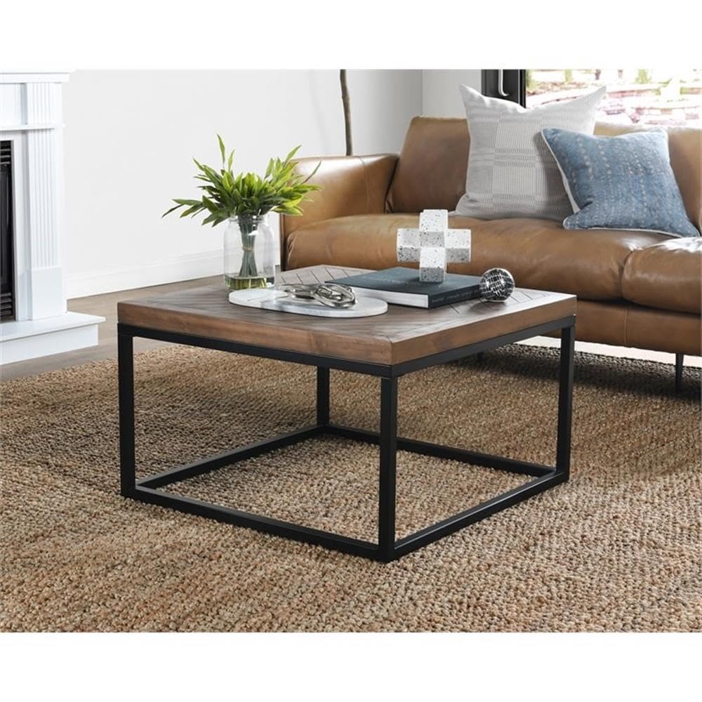 Kosas Home Chantel Square Solid Pine Wood Coffee Table In Brown/Black