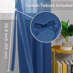 Hiasan Sheer Curtains 90 Inches Long With Tiebacks, Light Filtering Semi Transparent Lightweight Voile Grommet Window Curtains For Bedroom, Living Room, Navy Blue, W42 X L90, Set Of 2 Drape Panels