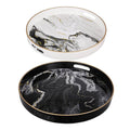 A&B Home 43305 S/2 Quinn Trays Black-White Quinn Trays, Set of 2 Black & White