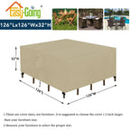 Easy-Going Square Patio Furniture Cover Waterproof Outdoor Dining Table And Chair Cover Anti-Uv Outside Sectional Sofa Set Covers (126'L X 126'W X 32'H, Camel)