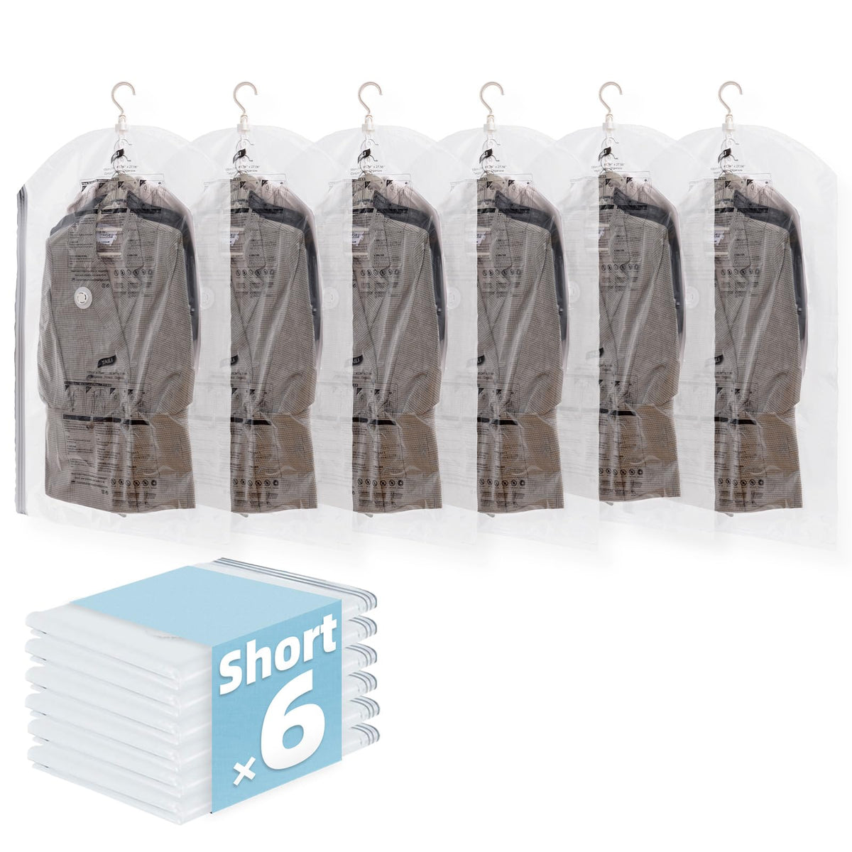 TAILINK 6 Pack Hanging Vacuum Storage Bags, Short Size(41.3 x27.6 inch)