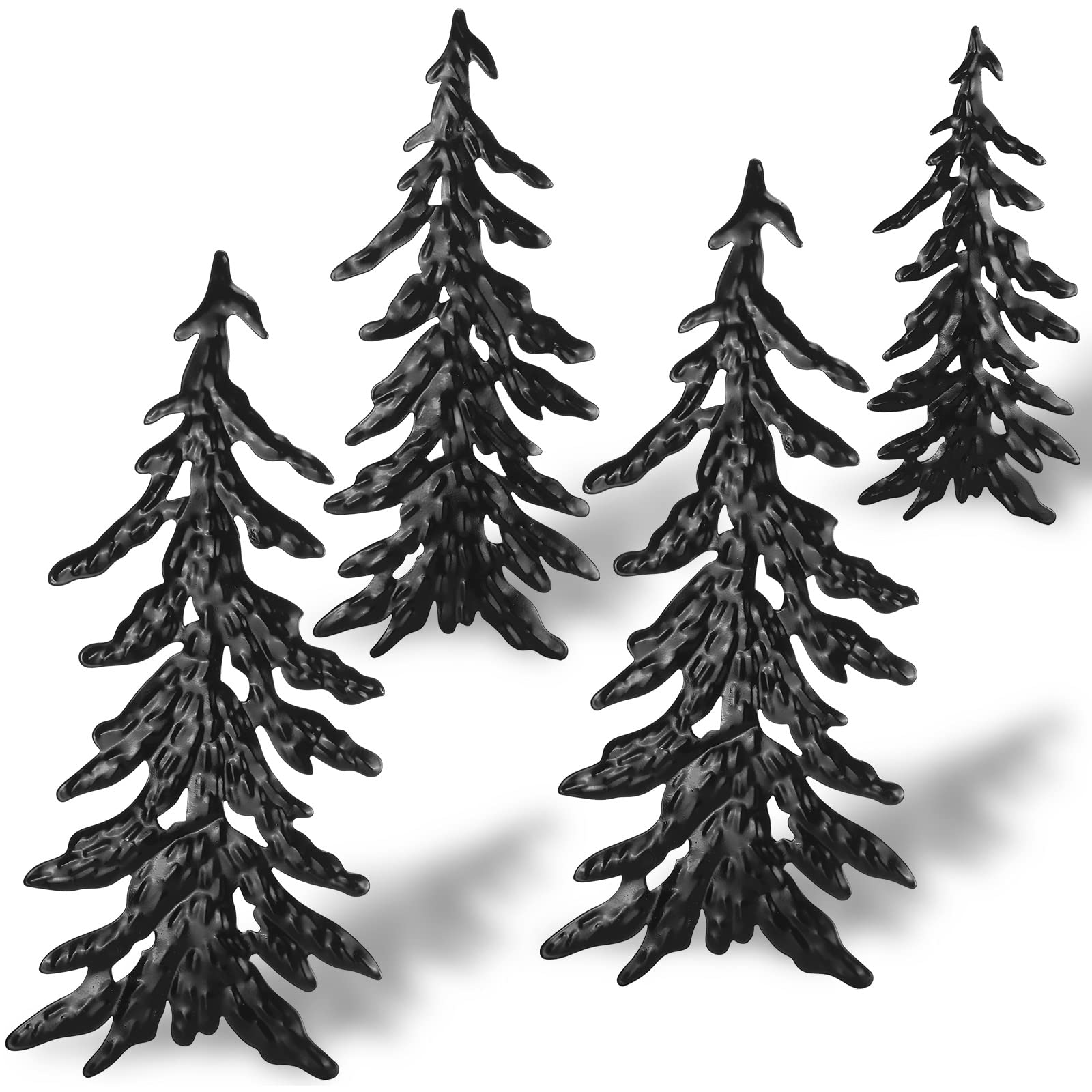 4 Pieces Pine Tree Wall Decor Metal Pine Tree Wall Decor Metal Pine Tree Metal Wall Art Decor for Outdoor Living Room Bedroom Ho